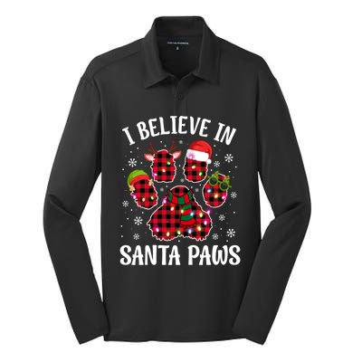 I Believe In Santa Paws Funny Dog Hat Christmas Xmas Cool Gift Silk Touch Performance Long Sleeve Polo