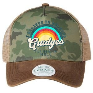 I Believe In Holding Grudges Ill Heal In Hell Heart Rainbow Legacy Tie Dye Trucker Hat