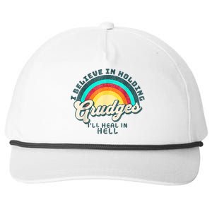 I Believe In Holding Grudges Ill Heal In Hell Heart Rainbow Snapback Five-Panel Rope Hat