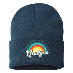 I Believe In Holding Grudges Ill Heal In Hell Heart Rainbow Sustainable Knit Beanie