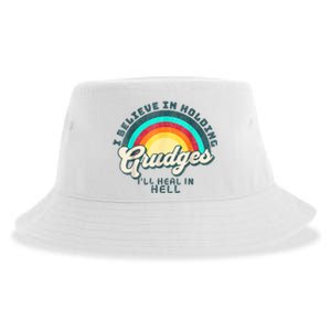 I Believe In Holding Grudges Ill Heal In Hell Heart Rainbow Sustainable Bucket Hat