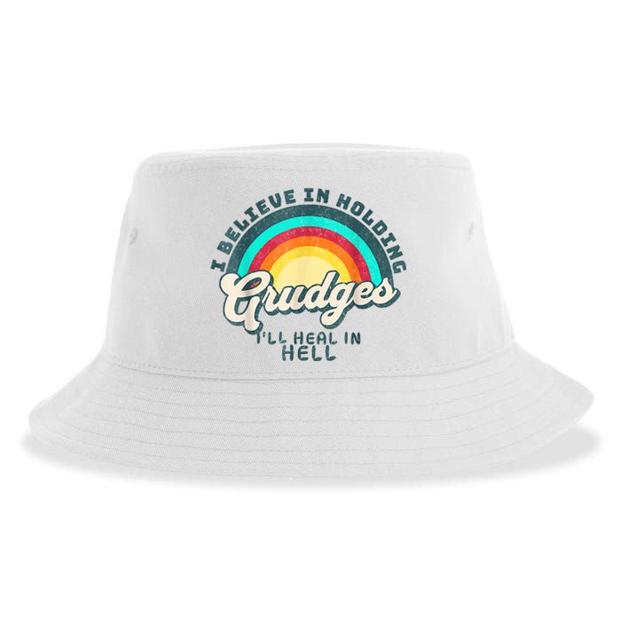 I Believe In Holding Grudges Ill Heal In Hell Heart Rainbow Sustainable Bucket Hat