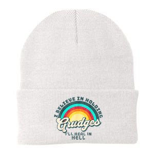 I Believe In Holding Grudges Ill Heal In Hell Heart Rainbow Knit Cap Winter Beanie