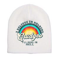 I Believe In Holding Grudges Ill Heal In Hell Heart Rainbow Short Acrylic Beanie