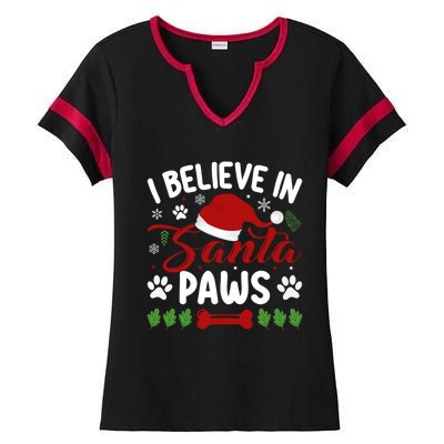 I Believe In Santa Paws Gift Ladies Halftime Notch Neck Tee