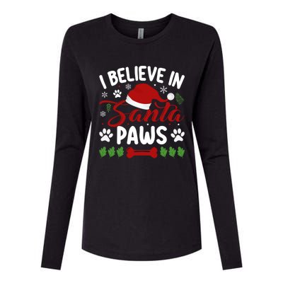 I Believe In Santa Paws Gift Womens Cotton Relaxed Long Sleeve T-Shirt