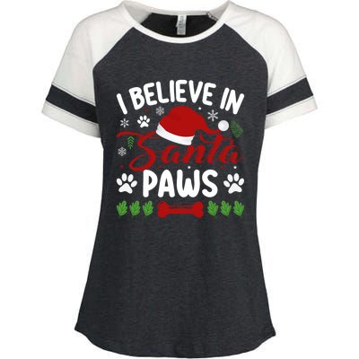 I Believe In Santa Paws Gift Enza Ladies Jersey Colorblock Tee