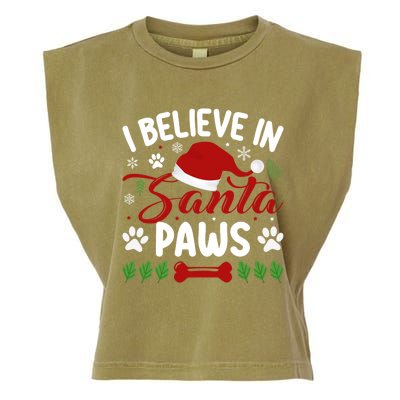 I Believe In Santa Paws Gift Garment-Dyed Women's Muscle Tee