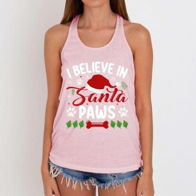 I Believe In Santa Paws Gift Women's Knotted Racerback Tank