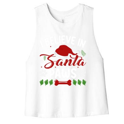 I Believe In Santa Paws Gift Women's Racerback Cropped Tank