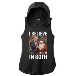 I Believe In Both Trump And Santa Funny Pro Trump Christmas Ladies PosiCharge Tri-Blend Wicking Draft Hoodie Tank