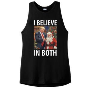 I Believe In Both Trump And Santa Funny Pro Trump Christmas Ladies PosiCharge Tri-Blend Wicking Tank