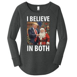 I Believe In Both Trump And Santa Funny Pro Trump Christmas Women's Perfect Tri Tunic Long Sleeve Shirt