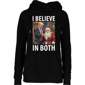 I Believe In Both Trump And Santa Funny Pro Trump Christmas Womens Funnel Neck Pullover Hood