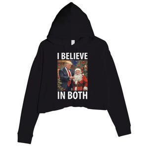 I Believe In Both Trump And Santa Funny Pro Trump Christmas Crop Fleece Hoodie