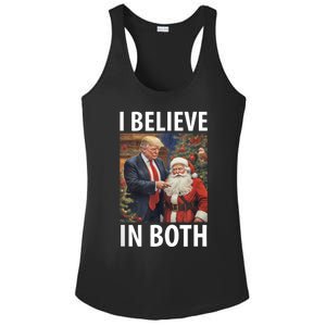 I Believe In Both Trump And Santa Funny Pro Trump Christmas Ladies PosiCharge Competitor Racerback Tank