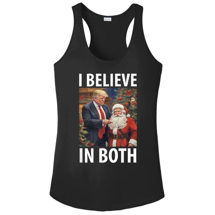 I Believe In Both Trump And Santa Funny Pro Trump Christmas Ladies PosiCharge Competitor Racerback Tank