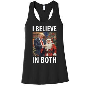 I Believe In Both Trump And Santa Funny Pro Trump Christmas Women's Racerback Tank