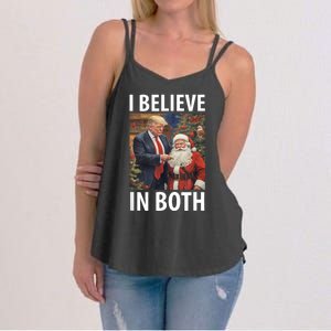 I Believe In Both Trump And Santa Funny Pro Trump Christmas Women's Strappy Tank