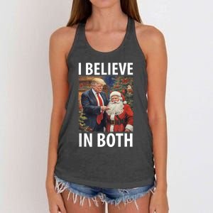 I Believe In Both Trump And Santa Funny Pro Trump Christmas Women's Knotted Racerback Tank