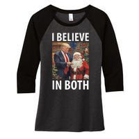 I Believe In Both Trump And Santa Funny Pro Trump Christmas Women's Tri-Blend 3/4-Sleeve Raglan Shirt