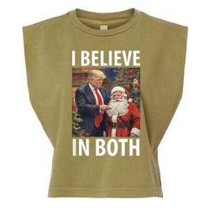 I Believe In Both Trump And Santa Funny Pro Trump Christmas Garment-Dyed Women's Muscle Tee