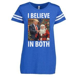 I Believe In Both Trump And Santa Funny Pro Trump Christmas Enza Ladies Jersey Football T-Shirt