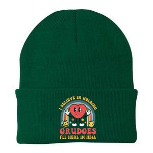 I Believe In Holding Grudges ILl Heal In Hell Rainbow Heart Knit Cap Winter Beanie