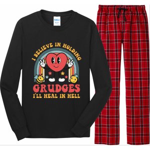 I Believe In Holding Grudges ILl Heal In Hell Rainbow Heart Long Sleeve Pajama Set