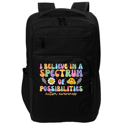 I Believe In A Spectrum Of Possibilities Autism Awareness Impact Tech Backpack