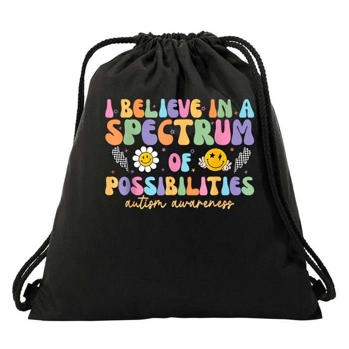 I Believe In A Spectrum Of Possibilities Autism Awareness Drawstring Bag