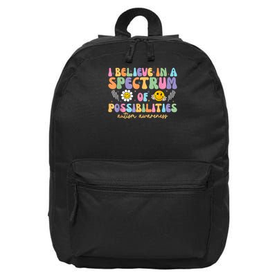 I Believe In A Spectrum Of Possibilities Autism Awareness 16 in Basic Backpack