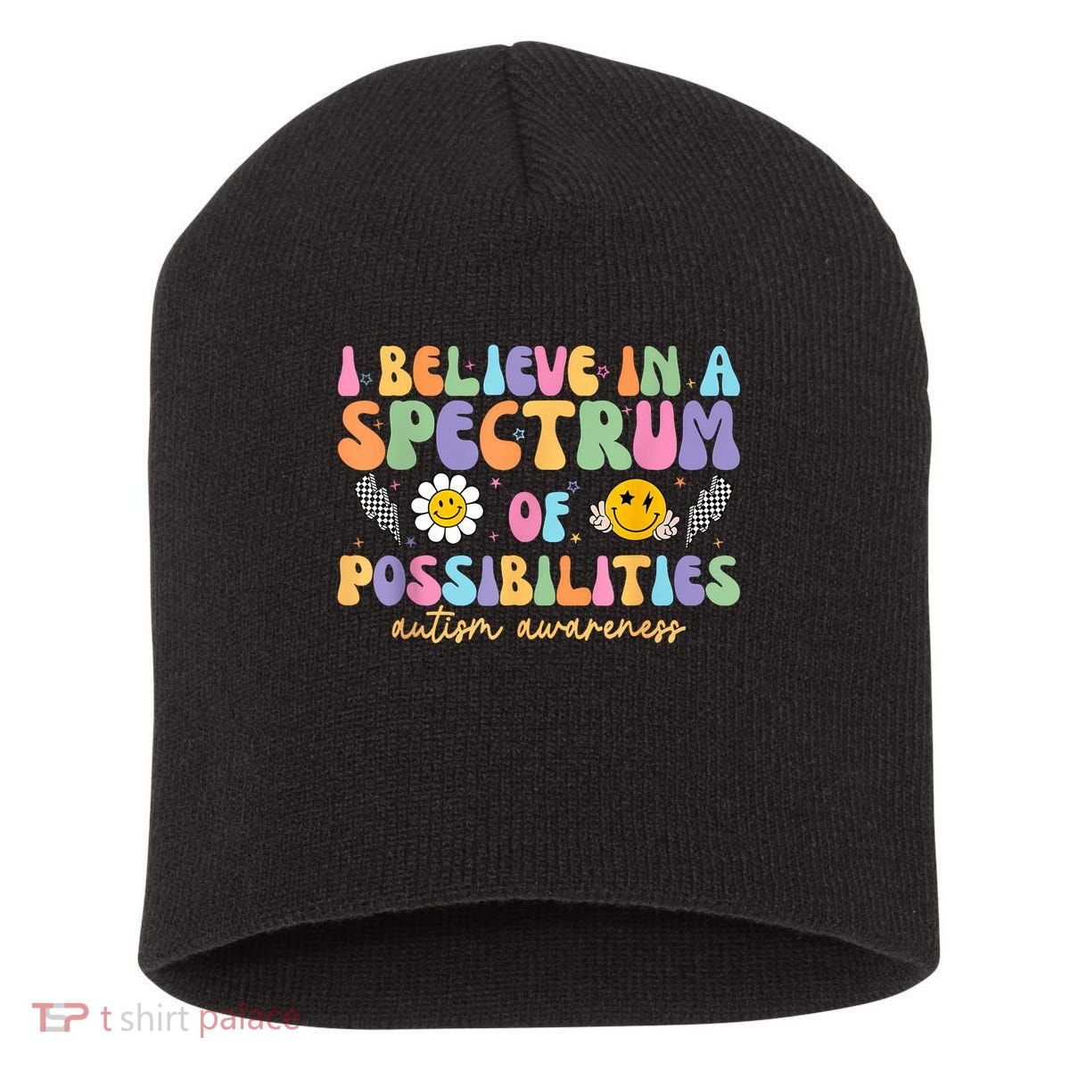I Believe In A Spectrum Of Possibilities Autism Awareness Short Acrylic Beanie
