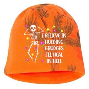 I Believe In Holding Grudges Ill Heal In Hell Kati - Camo Knit Beanie