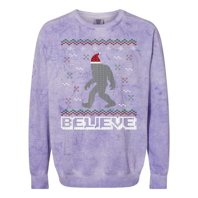 I Believe In Bigfoot Santa Claus Ugly Christmas Sweater Colorblast Crewneck Sweatshirt