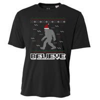 I Believe In Bigfoot Santa Claus Ugly Christmas Sweater Cooling Performance Crew T-Shirt