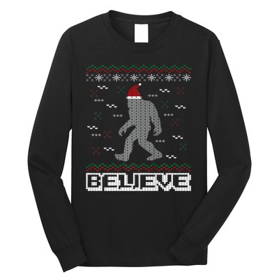 I Believe In Bigfoot Santa Claus Ugly Christmas Sweater Long Sleeve Shirt