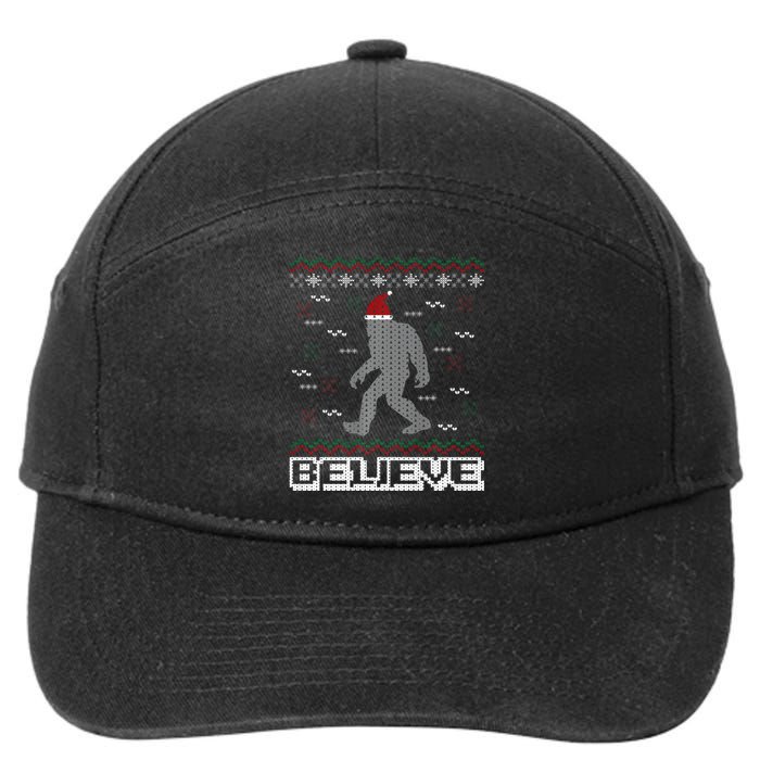 I Believe In Bigfoot Santa Claus Ugly Christmas Sweater 7-Panel Snapback Hat