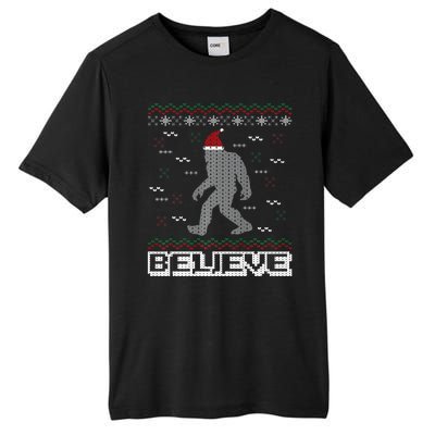 I Believe In Bigfoot Santa Claus Ugly Christmas Sweater Tall Fusion ChromaSoft Performance T-Shirt