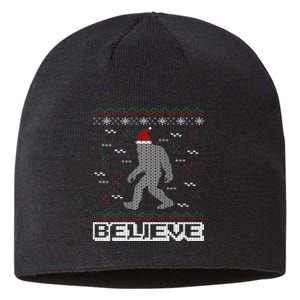 I Believe In Bigfoot Santa Claus Ugly Christmas Sweater Sustainable Beanie