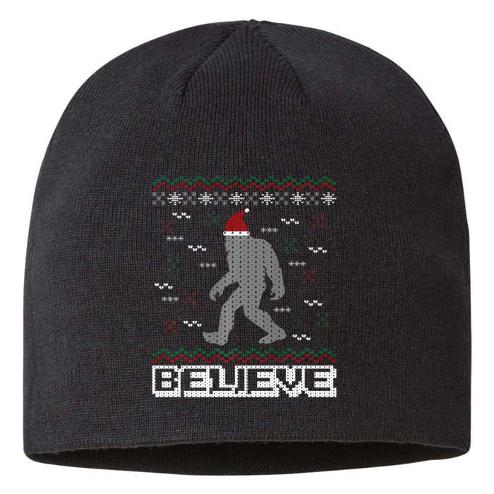 I Believe In Bigfoot Santa Claus Ugly Christmas Sweater Sustainable Beanie