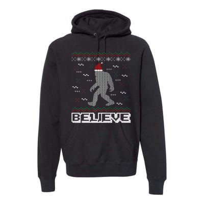 I Believe In Bigfoot Santa Claus Ugly Christmas Sweater Premium Hoodie