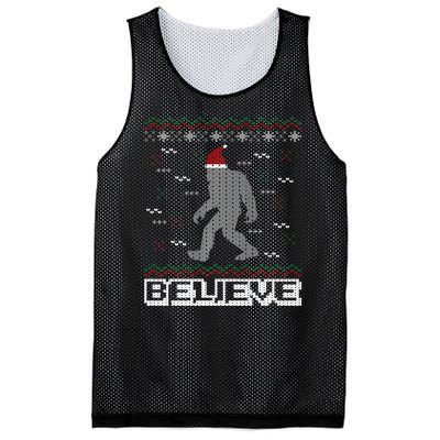 I Believe In Bigfoot Santa Claus Ugly Christmas Sweater Mesh Reversible Basketball Jersey Tank