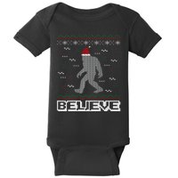 I Believe In Bigfoot Santa Claus Ugly Christmas Sweater Baby Bodysuit