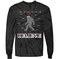 I Believe In Bigfoot Santa Claus Ugly Christmas Sweater Tie-Dye Long Sleeve Shirt