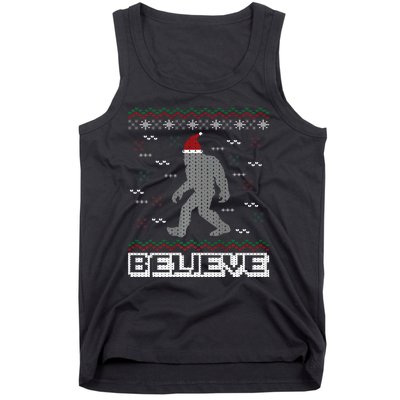 I Believe In Bigfoot Santa Claus Ugly Christmas Sweater Tank Top