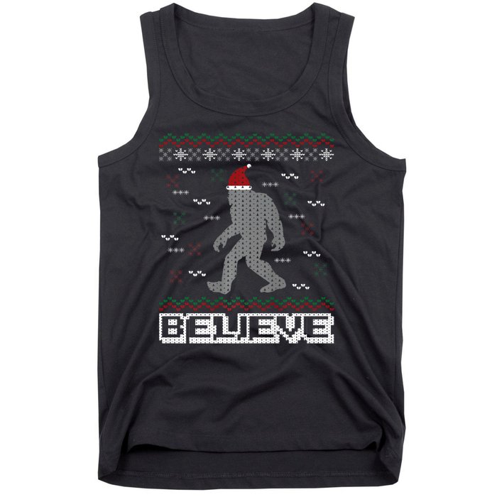 I Believe In Bigfoot Santa Claus Ugly Christmas Sweater Tank Top