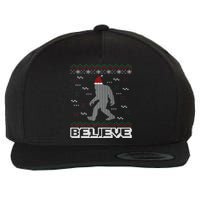 I Believe In Bigfoot Santa Claus Ugly Christmas Sweater Wool Snapback Cap