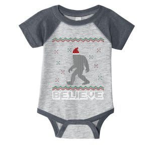 I Believe In Bigfoot Santa Claus Ugly Christmas Sweater Infant Baby Jersey Bodysuit