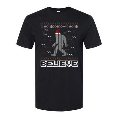 I Believe In Bigfoot Santa Claus Ugly Christmas Sweater Softstyle CVC T-Shirt